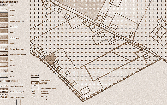 Uitsnede uit een verbeelding met dubbelbestemmming archeologie