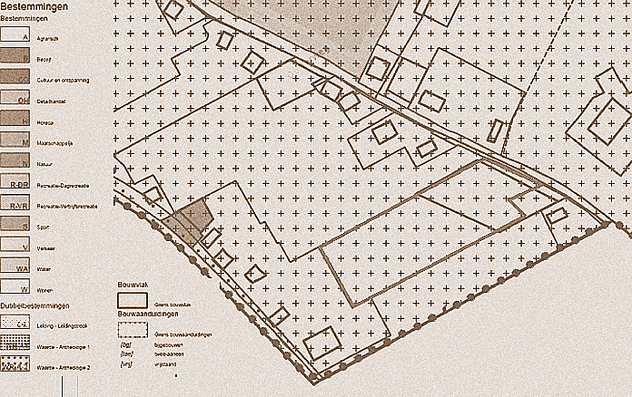 Uitsnede uit een verbeelding met dubbelbestemmming archeologie